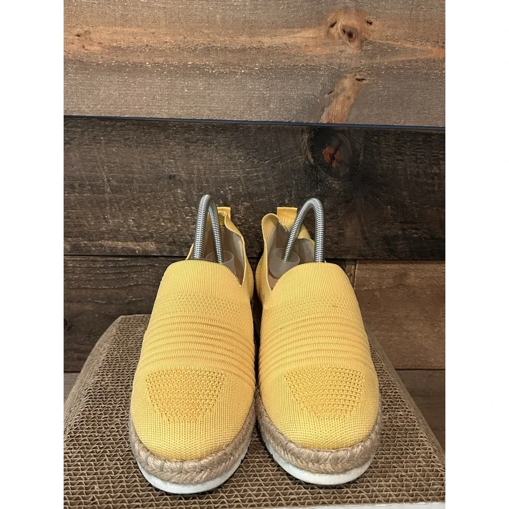 Adrienne Vittadini Sport 8.5 Niko Espadrille Yellow Slip On Shoes Fabric Comfort